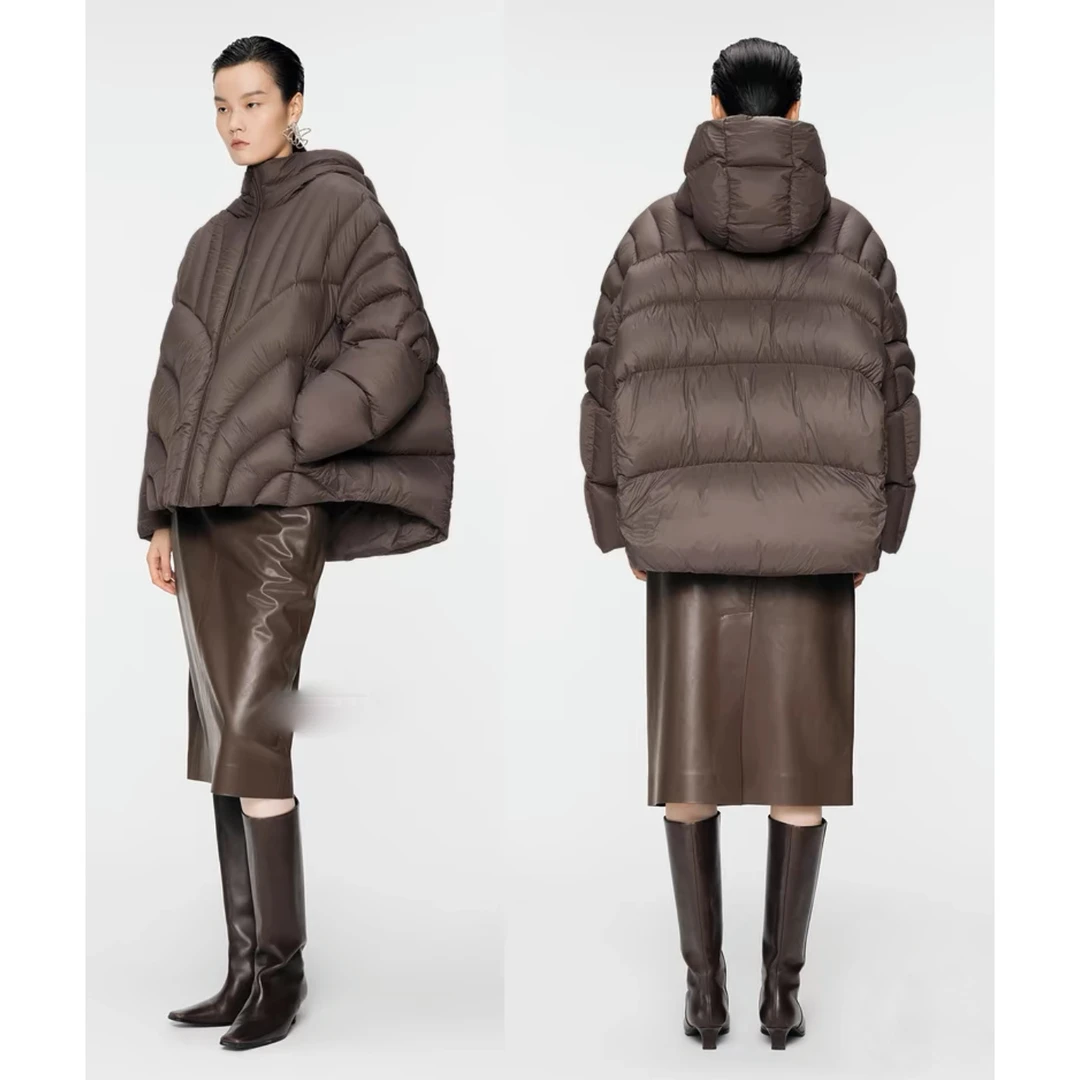 JUNJJ【面包羽绒服】冬新款女百搭纯色连帽保暖加厚气质90白鸭绒