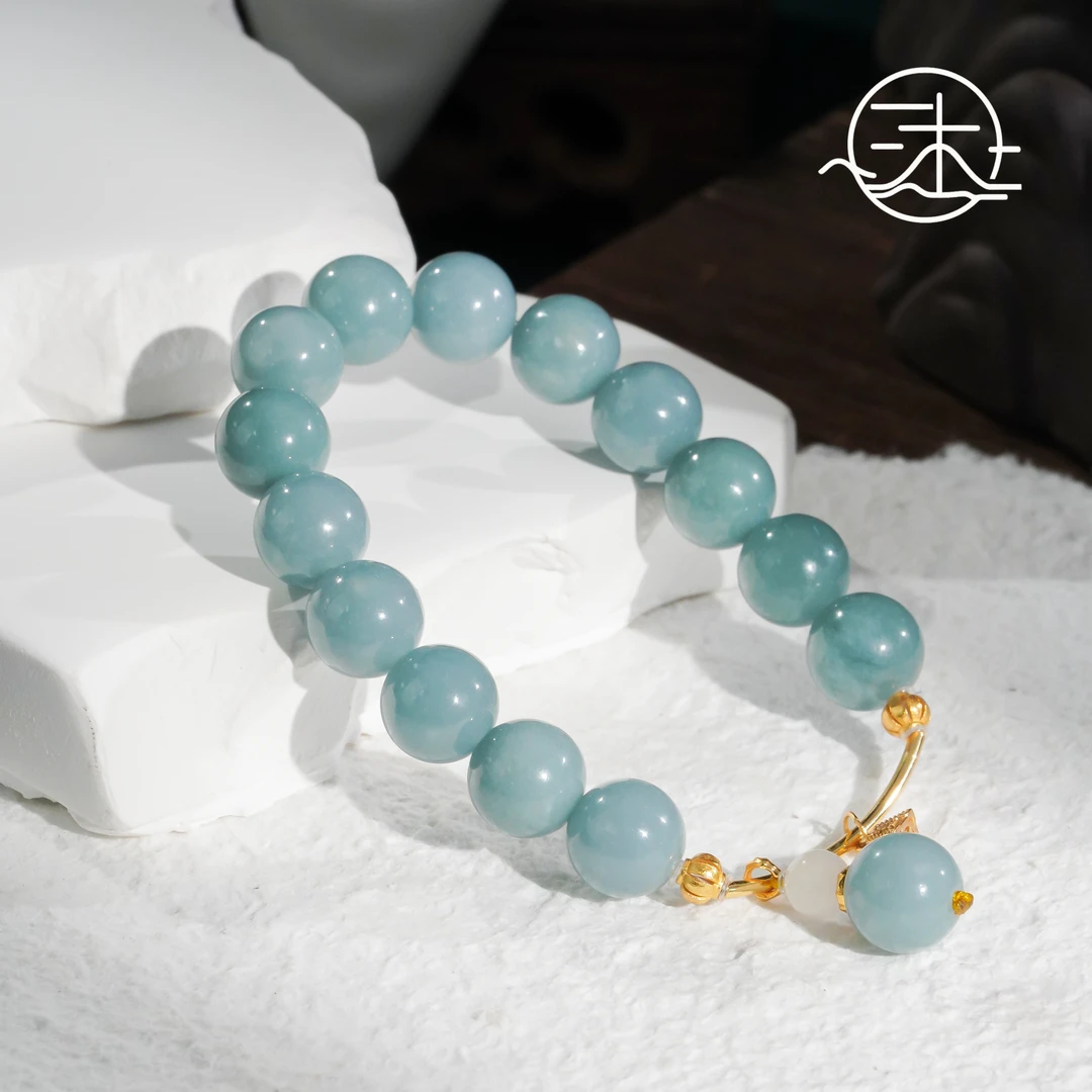 木润【青云】天然A货翡翠设计款手串  S925银