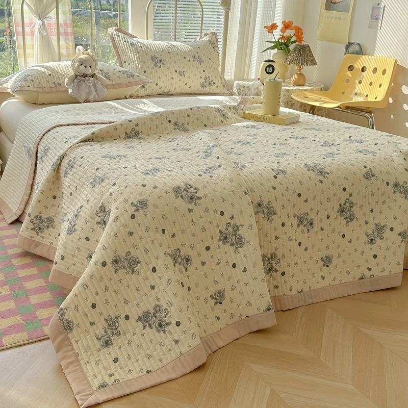 田园云小棉夹棉榻榻米床盖床单人2025新款四季通用被单床褥非全棉