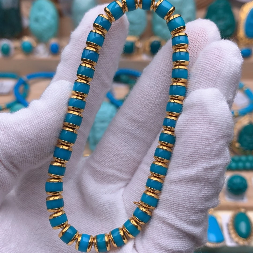 绿松石18K金镶嵌珠宝奇石