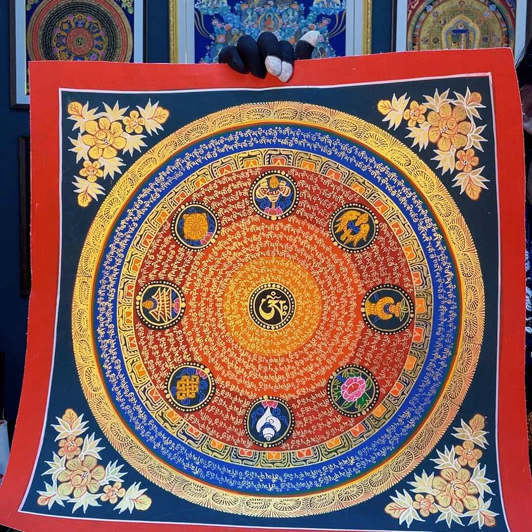 卷轴画手绘唐卡 50厘米六字