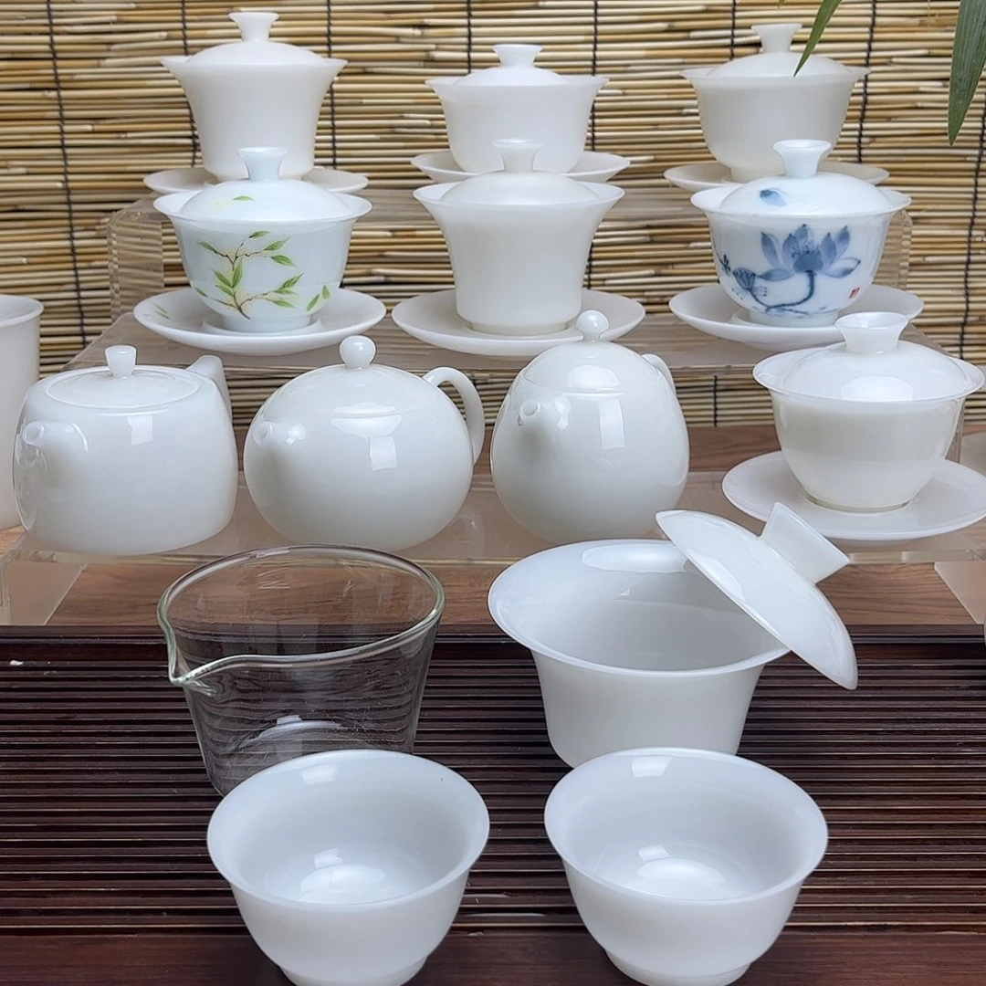 璞玉马蹄盖碗旅行茶具 不带包