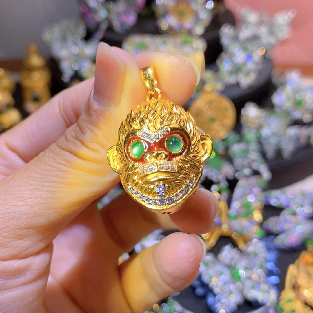 吊坠(不含链)银S925镶嵌翡翠