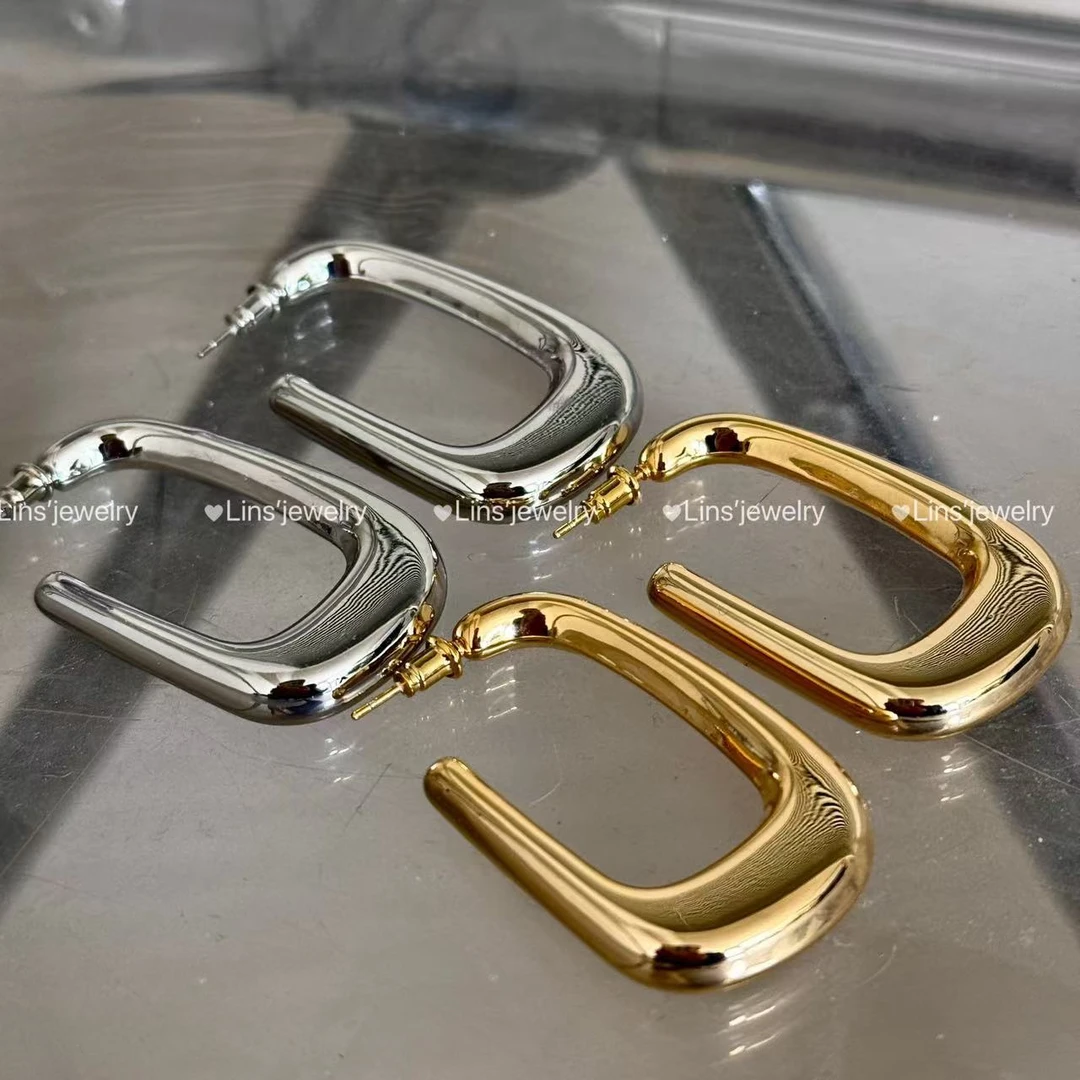 铜合金耳饰 U形水滴大耳圈~气质时尚百搭简约素款耳钉