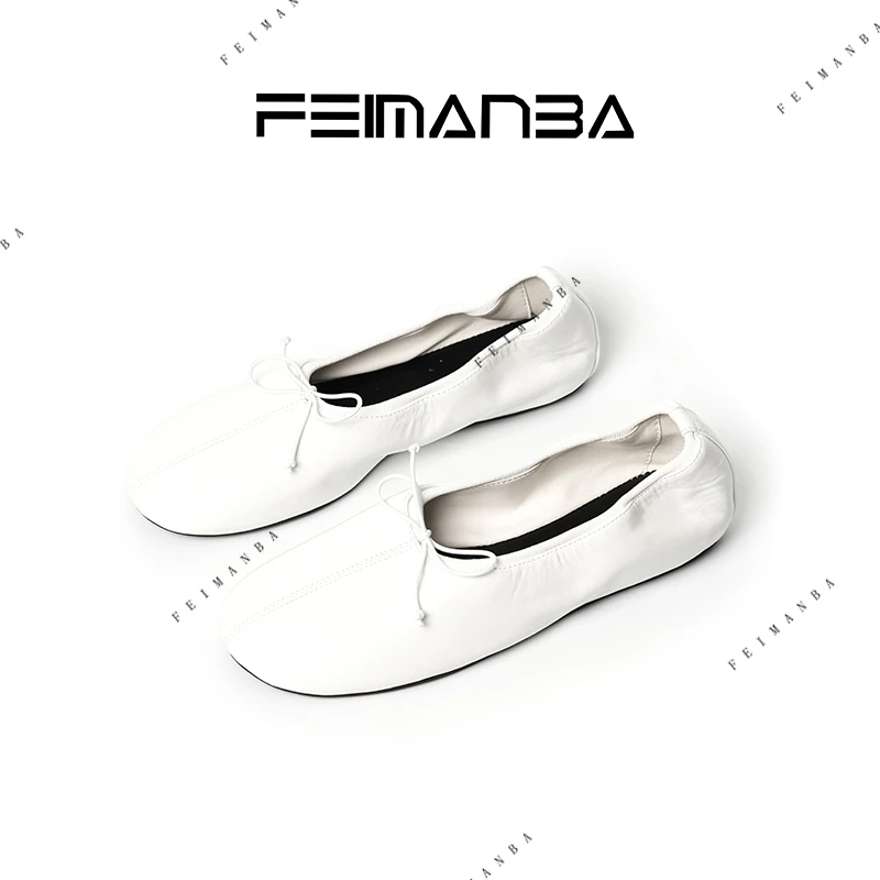 【FEIMANBA】复古浅口单鞋休闲蝴蝶结软底方头
