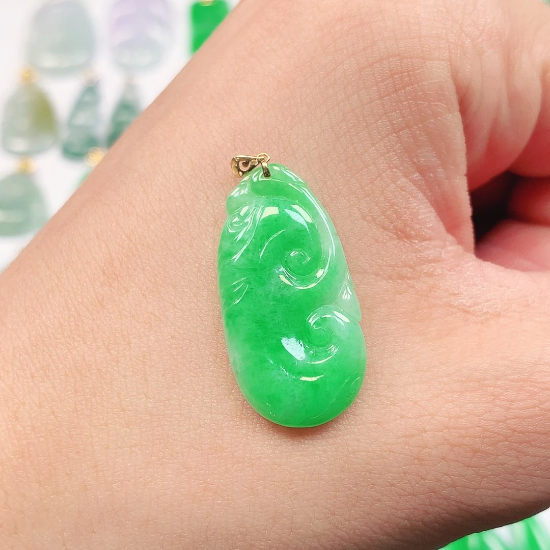 翡翠18K金镶嵌吊坠(不含链)