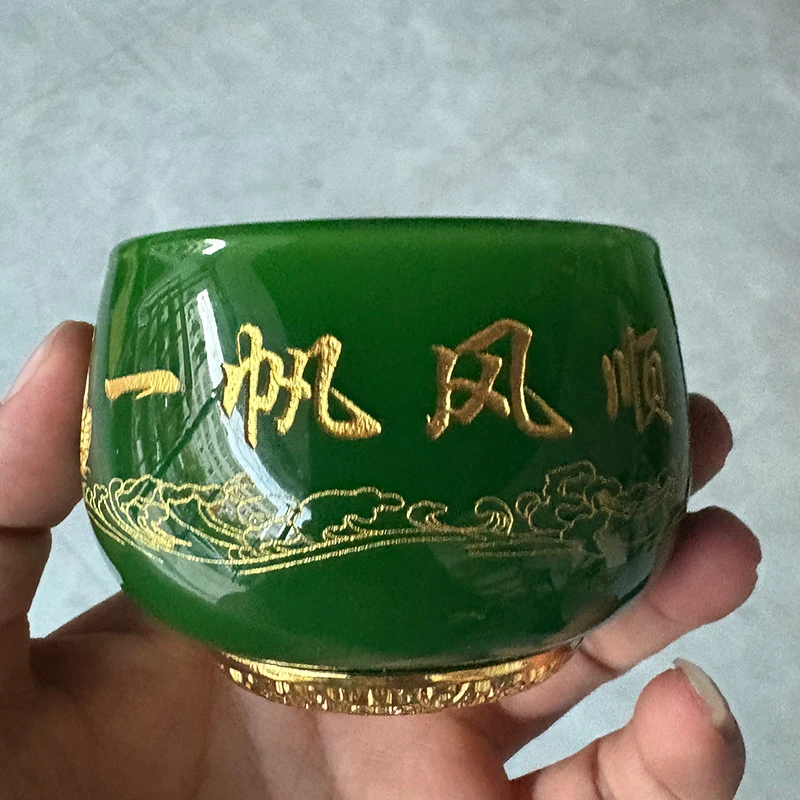 一帆风顺琉璃主人杯专用高端中式茶杯山水杯高档客杯隔热防烫杯