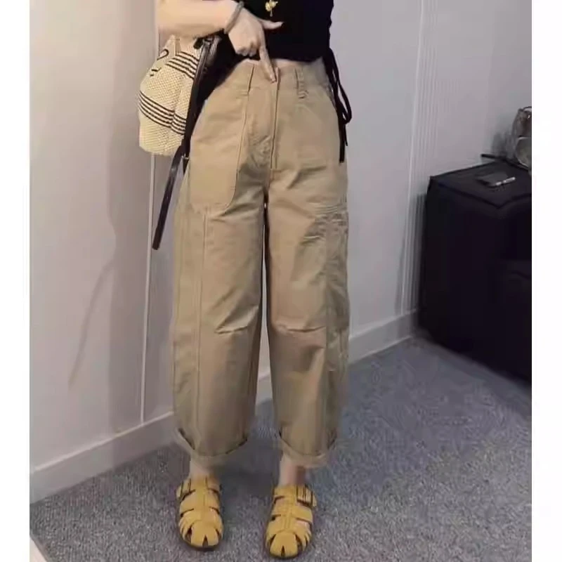 高级感时尚百搭直筒休闲裤子女2025夏季薄款工装裤宽松显瘦气球裤