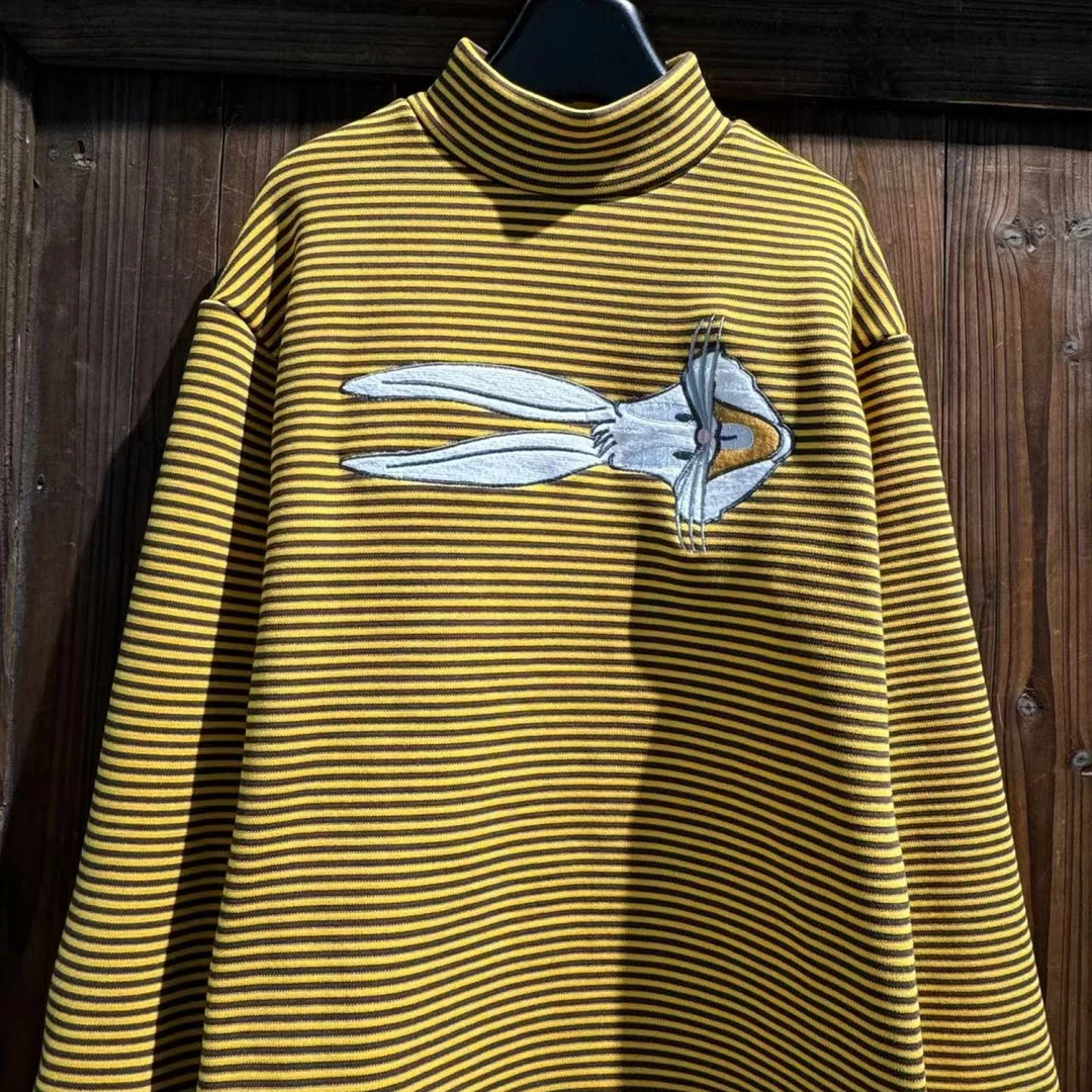 吾2024【Y】12月11日 儿童时尚潮酷黄色兔子条纹加绒卫衣2933-