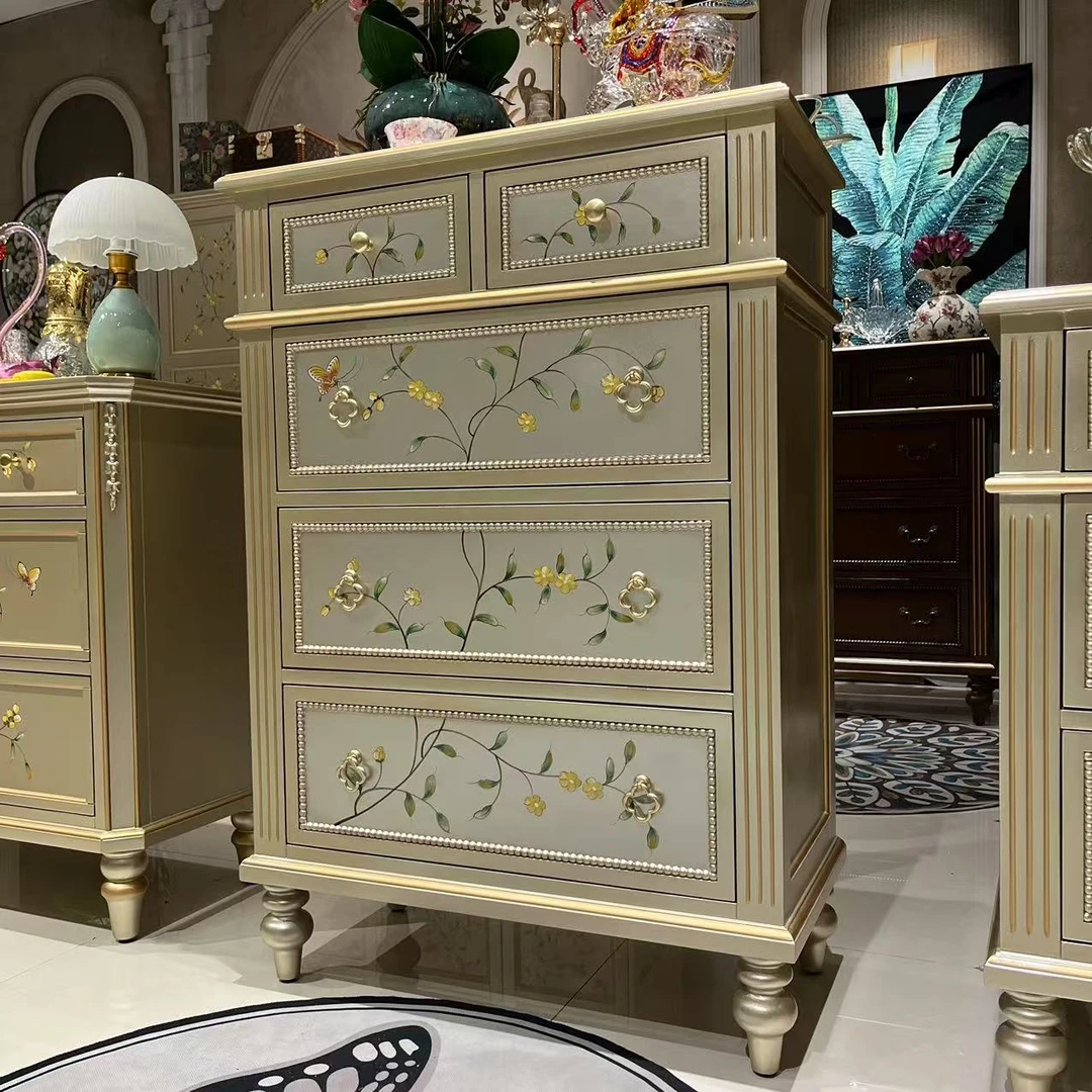 【喜悦家具】GH彩绘珍珠纹五斗柜 80*40*115