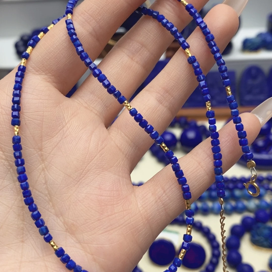 青金石银S925镀金镶嵌颈饰