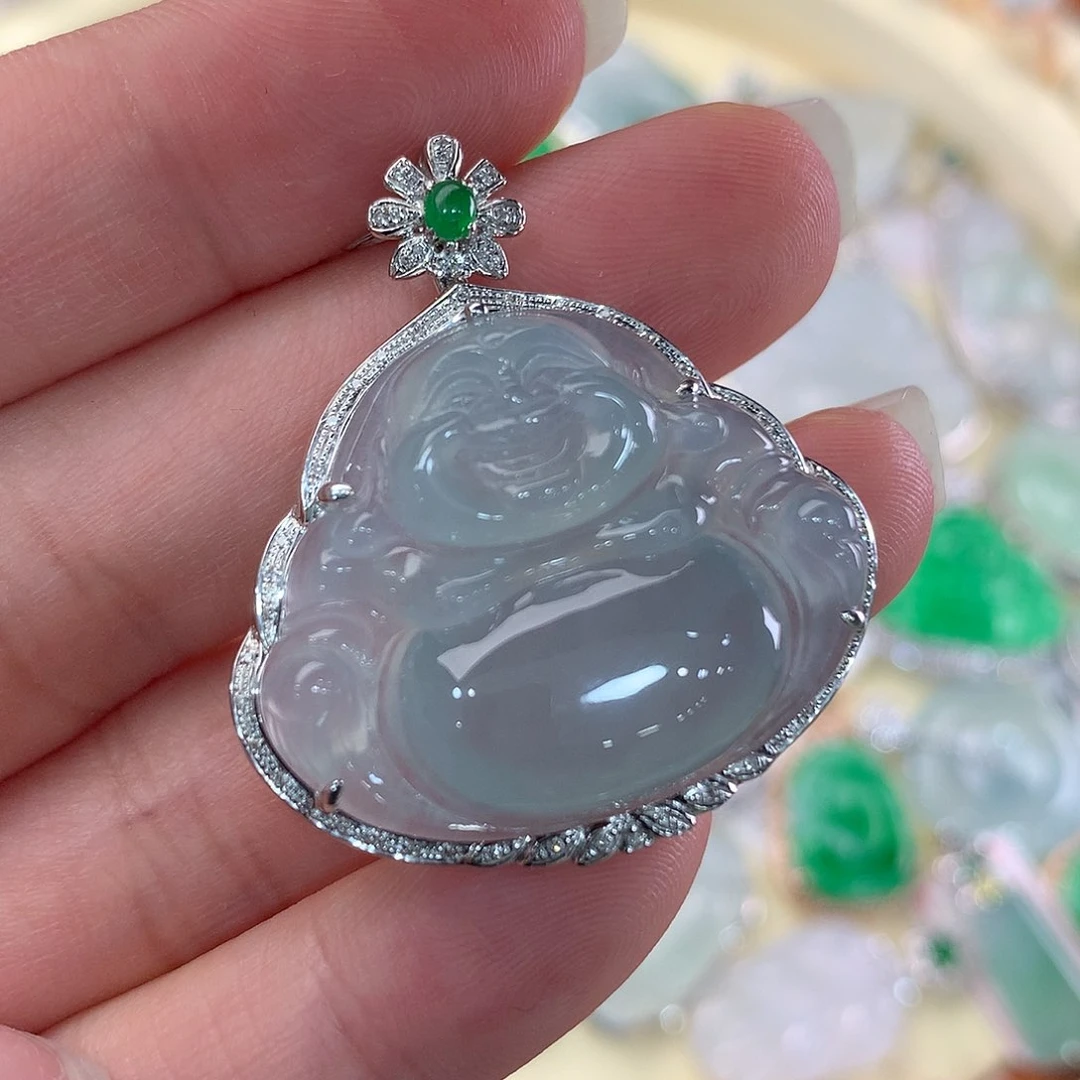 翡翠18K金镶嵌吊坠(不含链)