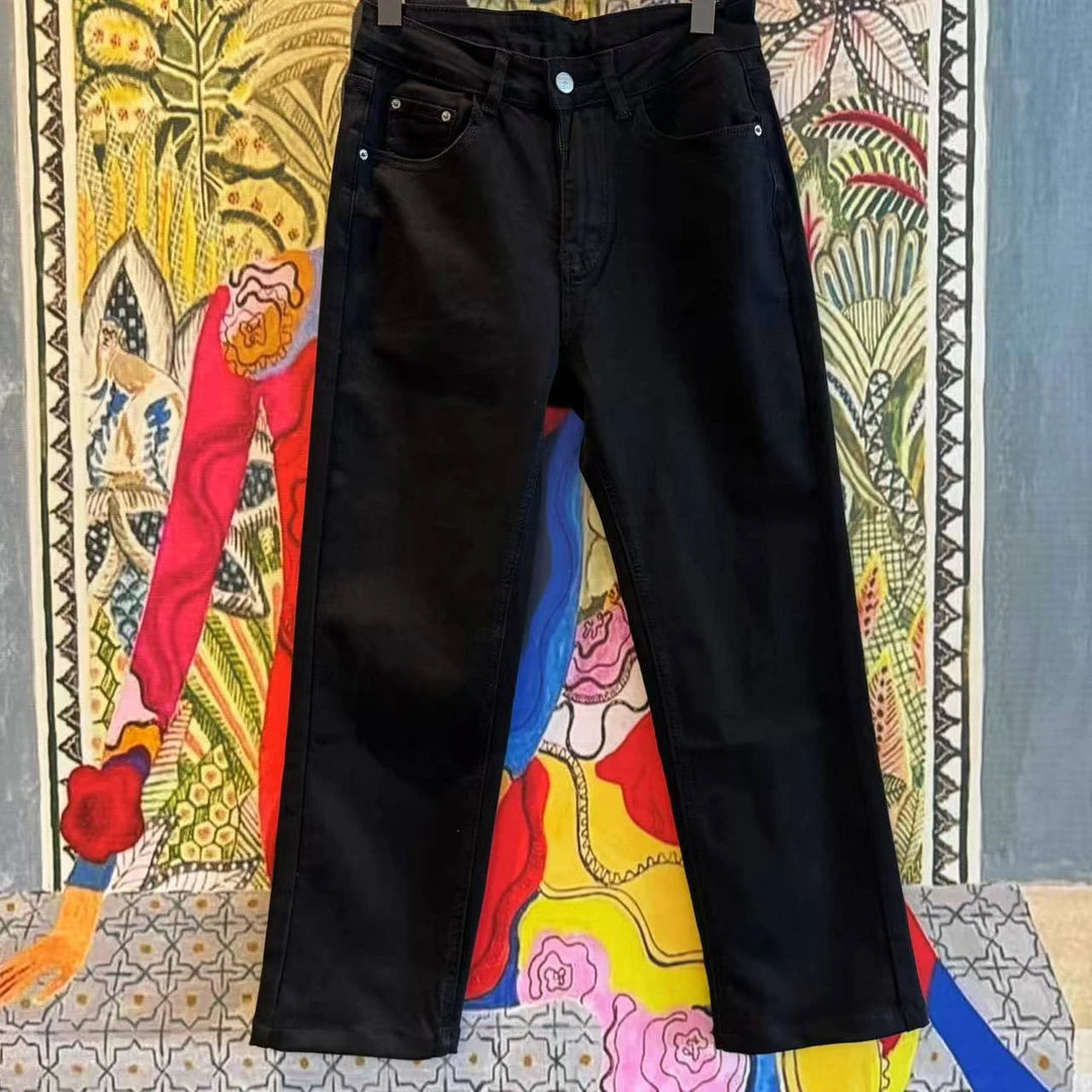 【大G精选】“黑牛仔” 简约设计显瘦修身春夏款不加绒黑牛仔裤