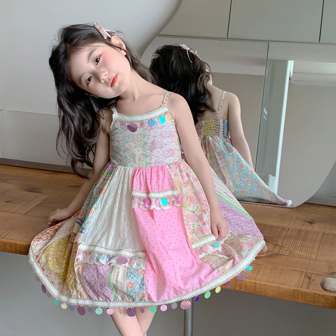 女童波米西亚连衣裙夏季2025新款宝宝吊带公主裙小女孩洋气裙子潮