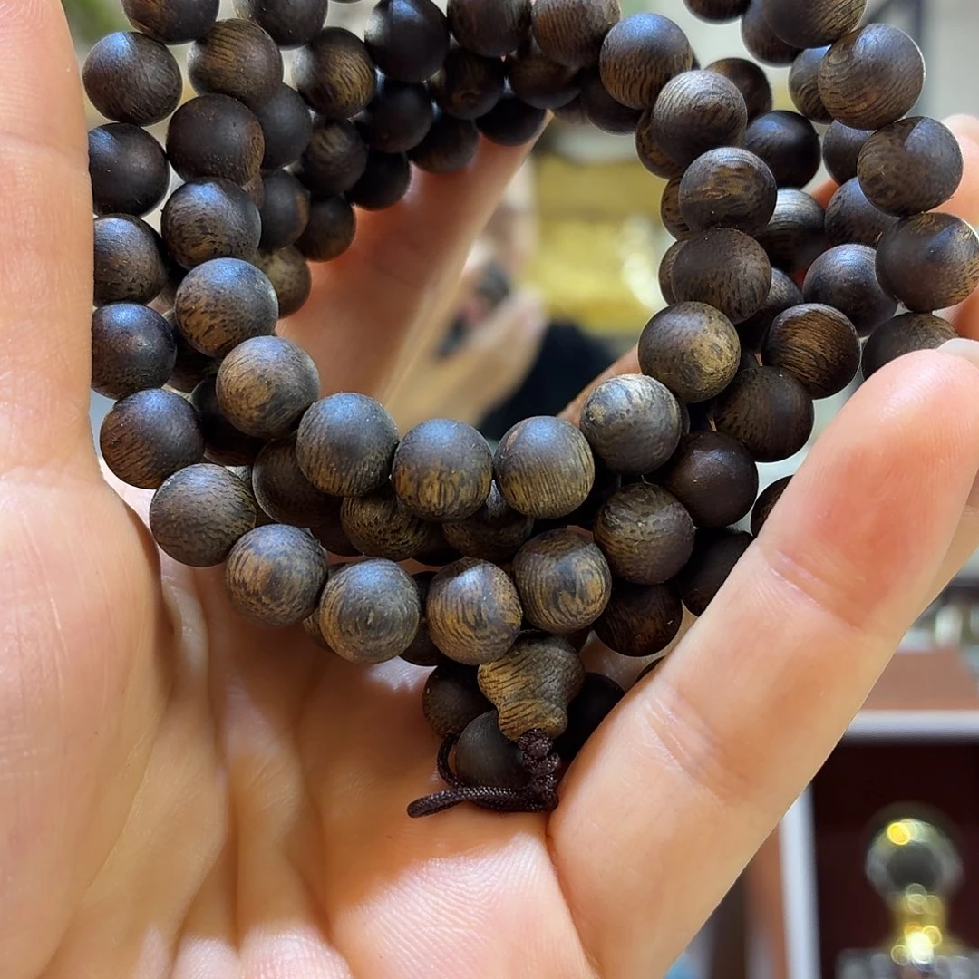 手串沉香沉水浮红骨凹身正圆珠8mm33克多样性发1