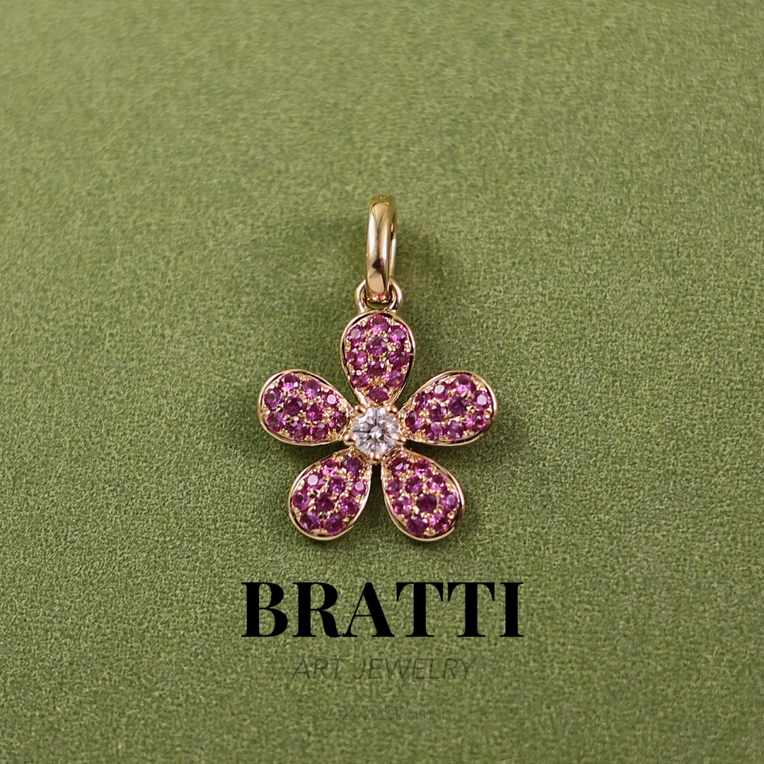 Bratti珠宝18K金“桃颜悦色”粉蓝宝钻石吊坠-KD250917