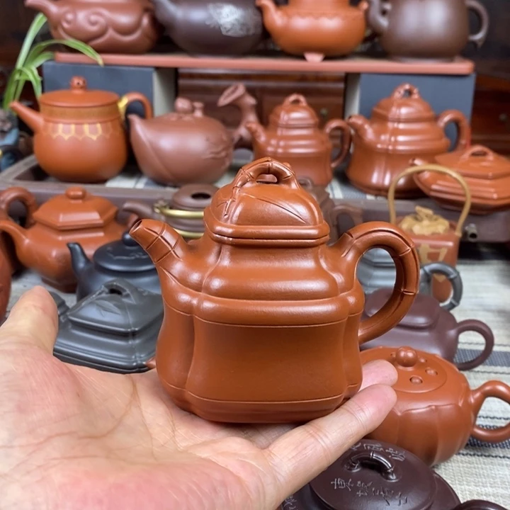 茶壶紫砂四方竹鼎150-200-260-350cc原矿赵庄朱泥特价
