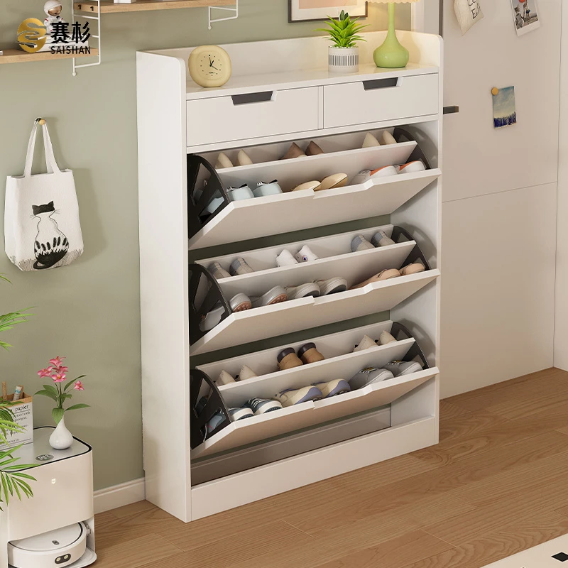 薄款翻斗鞋柜家用门口入户门多层鞋架子多功能收纳柜玄关柜轻奢极