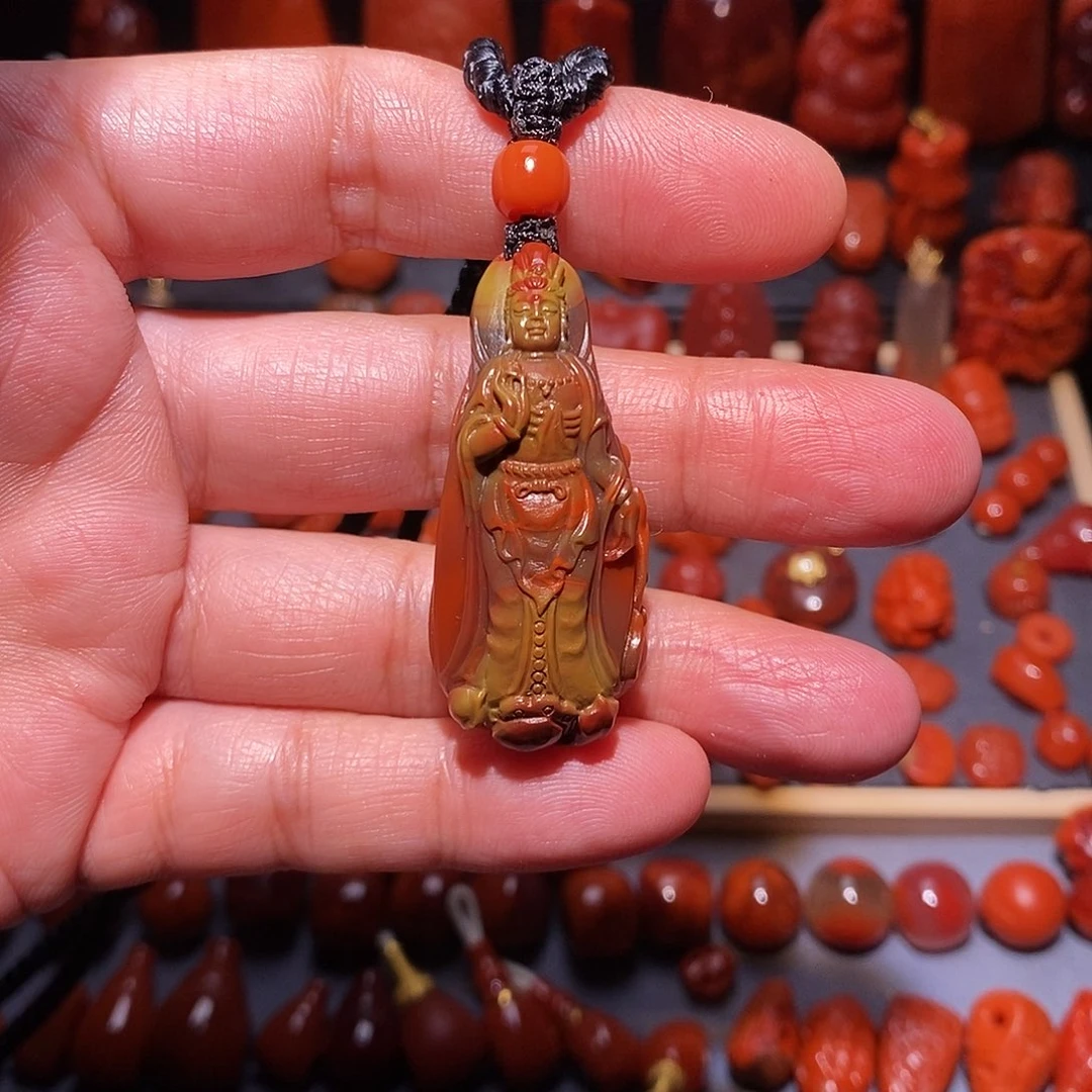 南红玛瑙未镶嵌包酱料精工七彩观音