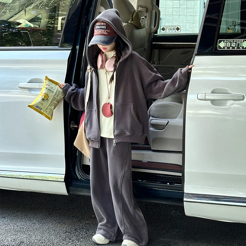 女童奥粒绒套装秋冬季加绒2025新款中大童洋气时髦休闲两件套加厚