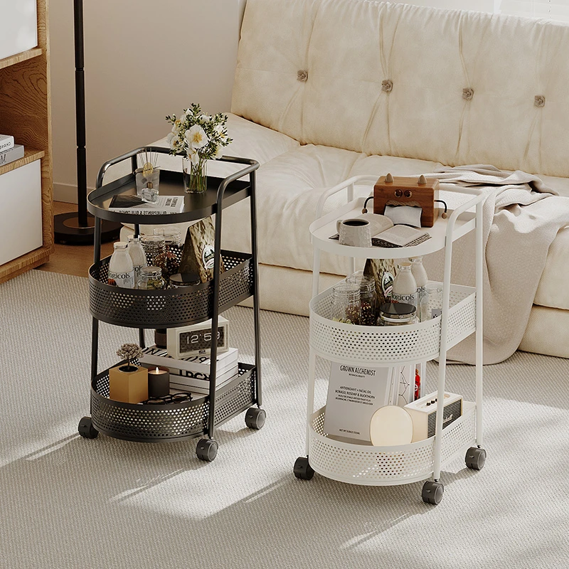 日出边几小户型卧室床边铁艺侧边柜家用客厅可移动茶几零食小推车
