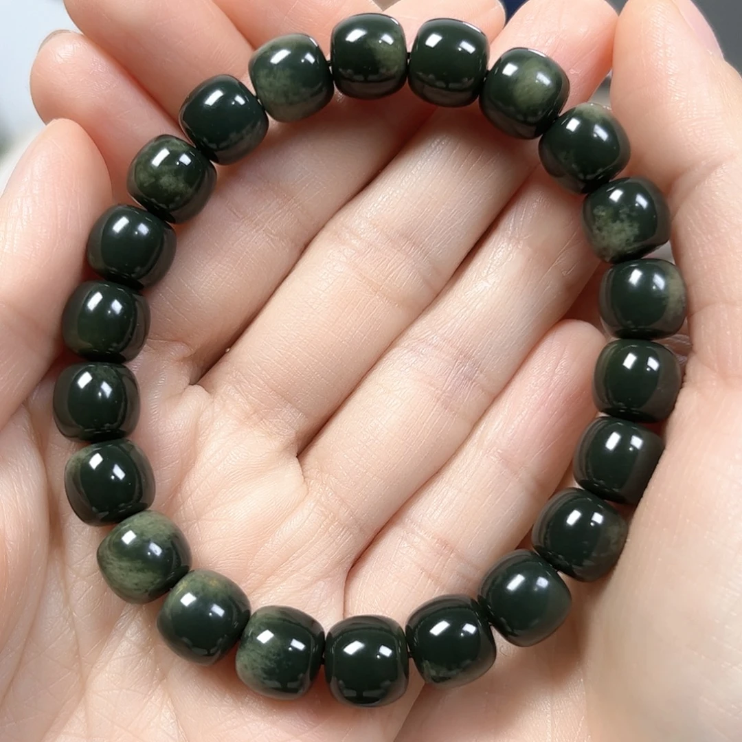 和田玉未镶嵌手链卡10老形珠珠宝级货头