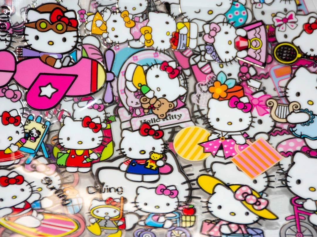 Kitty猫水晶转印贴电动牙刷DIY可爱卡通贴纸防水儿童小贴纸儿童