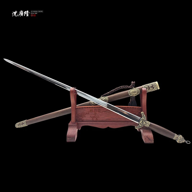 龙泉沈广隆-乾龍佩剑 纯铜 乌金木 性能钢 宝剑 未开刃