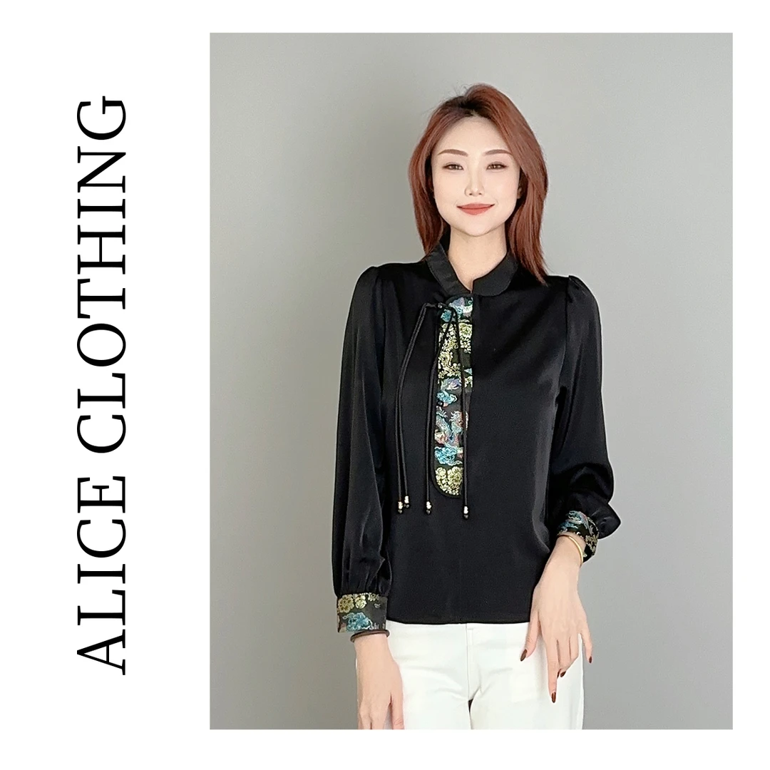 5 alicelulu“绣外慧中”国风上衣缎面刺绣典雅端庄S2137266T