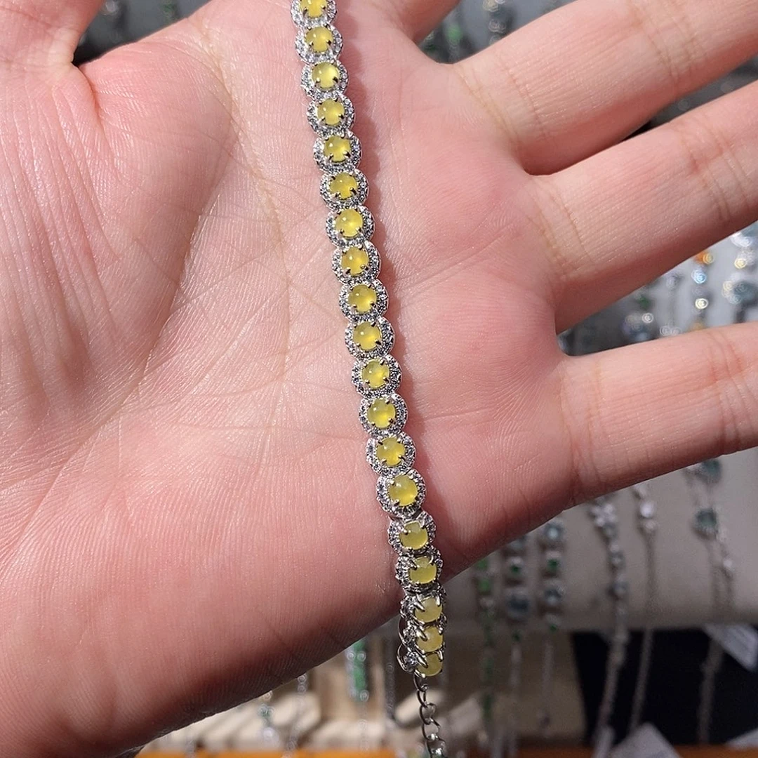 翡翠银S925镶嵌手链