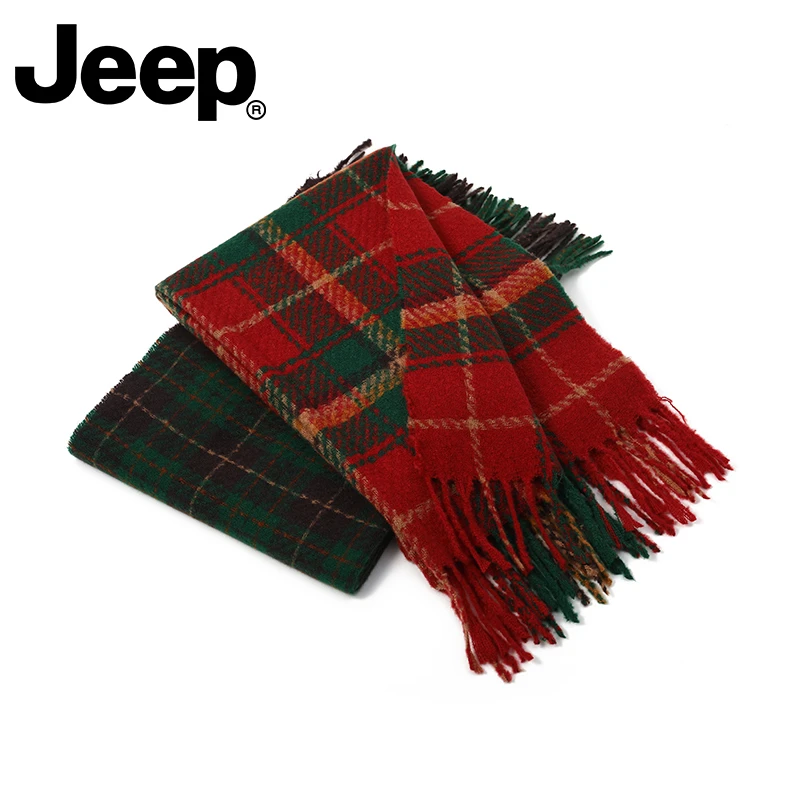 Jeep披围两用秋冬加厚保暖围巾学院风圣诞氛围感柔软格子围脖情侣