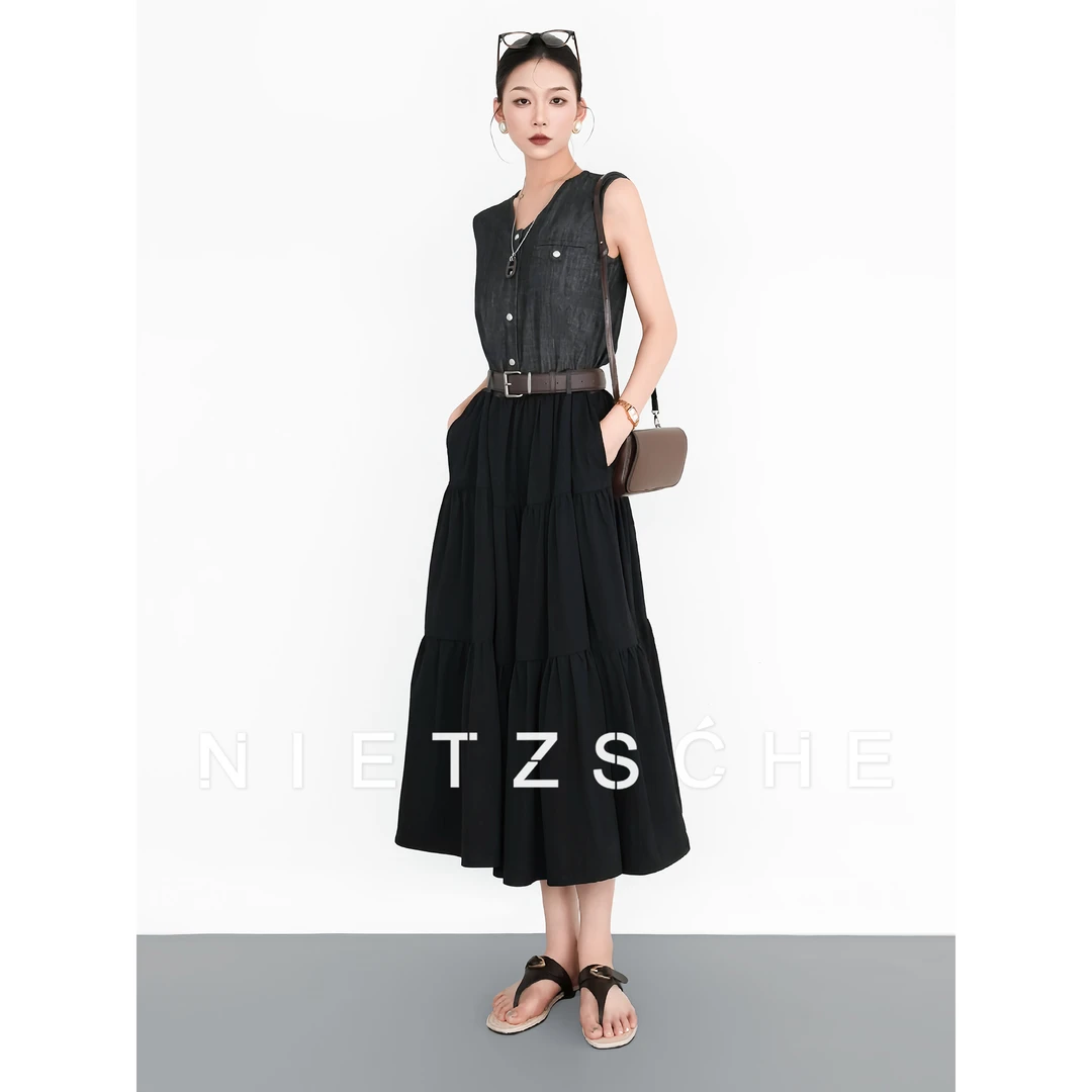 Nietzsche｜弥夏｜清凉莱赛尔 显瘦老钱风 通勤气质连衣裙71099