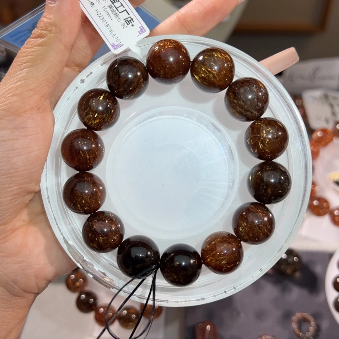 a***.未镶嵌手链水晶黑金超七15m