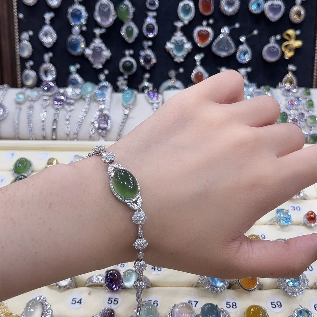 岫玉银S925镶嵌手链冬*?