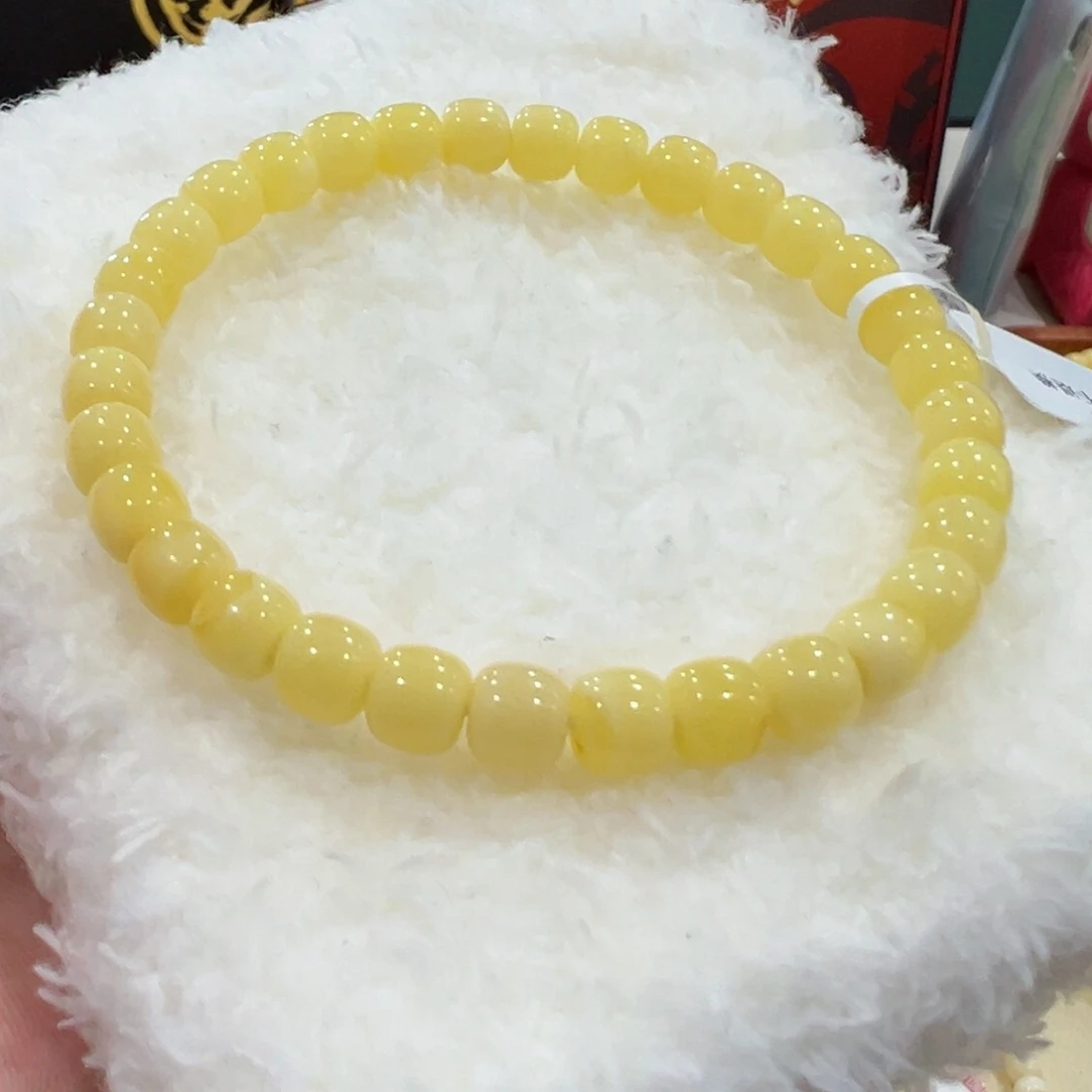 蜜蜡手链未镶嵌6.5m 满蜡老型手串未品控