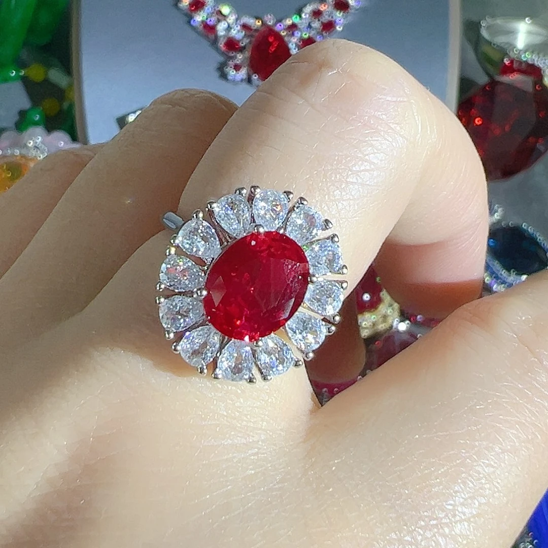 花岗石钨合金红色蓝色吊坠