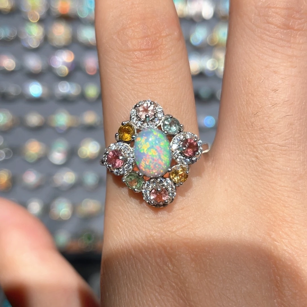 欧泊银S925镶嵌欧泊戒指