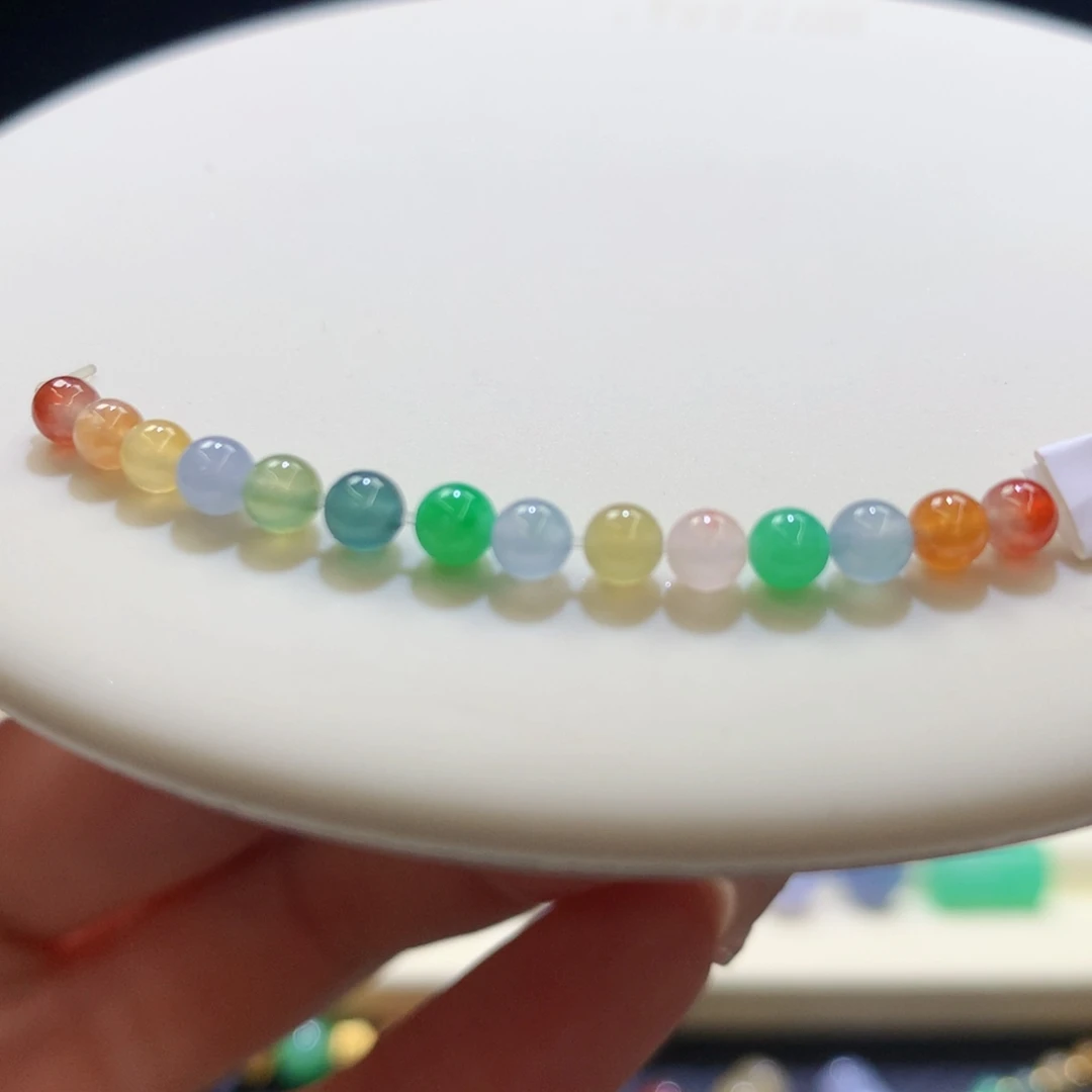 定制翡翠未镶嵌 毛货抛光定制 冰种小米珠14颗 买断价