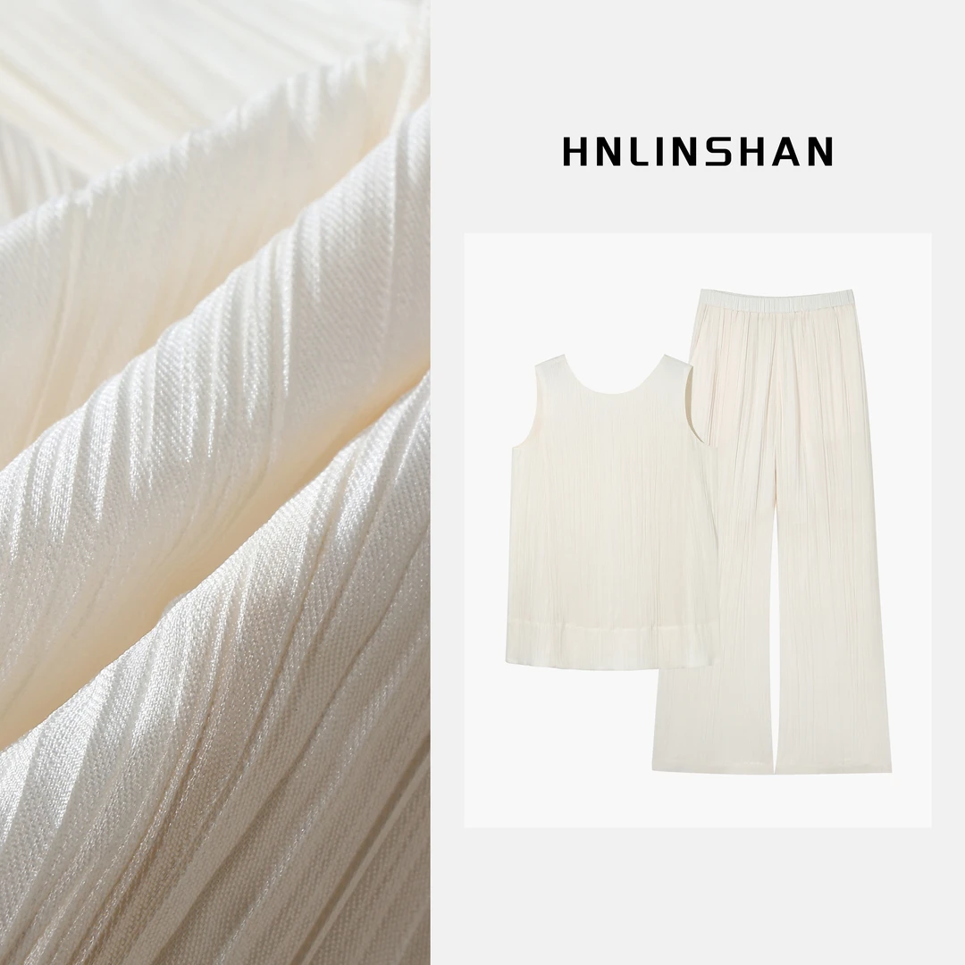 HNLINSHAN【云褶】醋酸三宅感显瘦清凉套装BXT1005