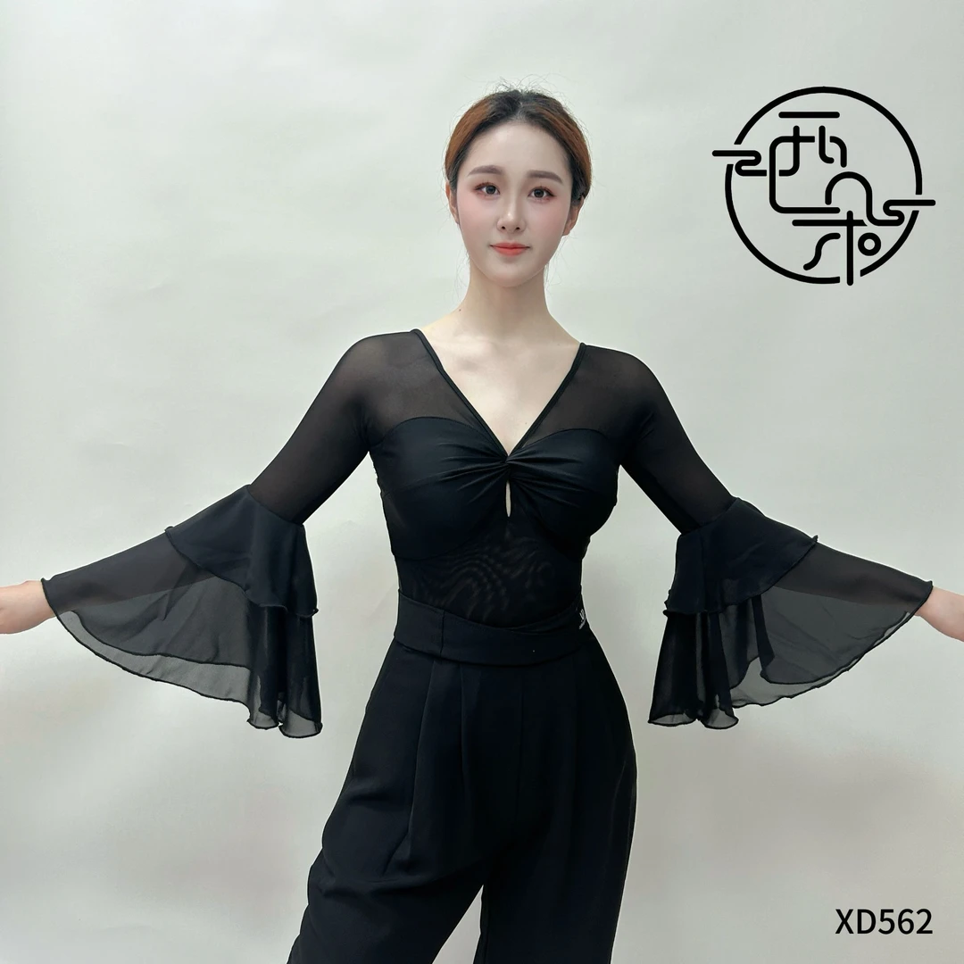 西朵舞服露背扭结款V领显瘦新品摩登舞练功服上衣XD562
