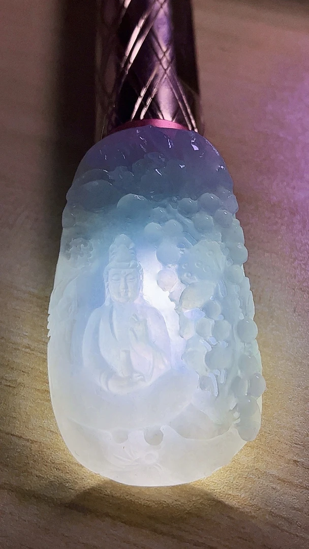 【新春好物】天然缅甸翡翠冰胶山水观音毛货买断需抛光尺寸62-35-8