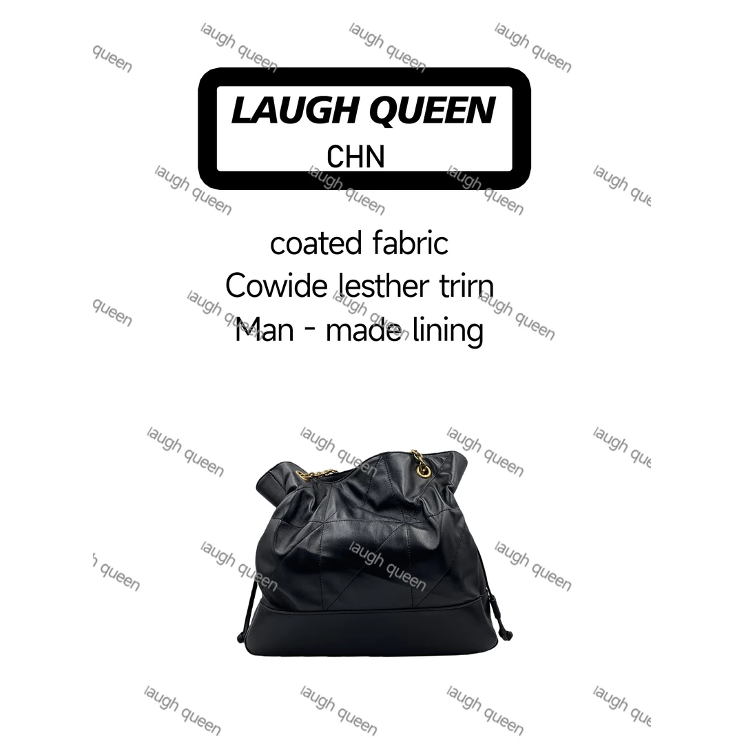 Laugh Queen手工打造真皮女士新款包0319大水桶 黑色白色 f 35cm