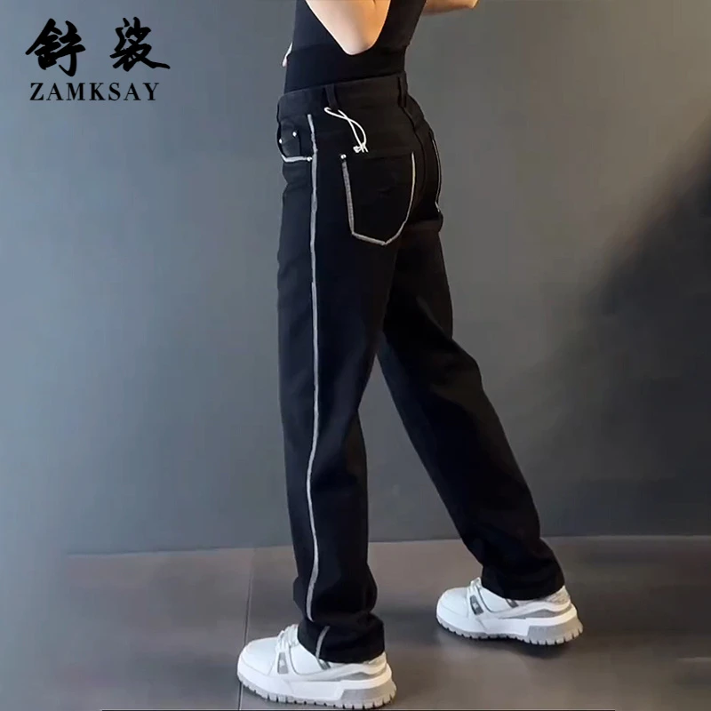 黑色直筒牛仔裤轻奢男装秋冬潮牌男士时尚美式新款修身裤休闲裤潮