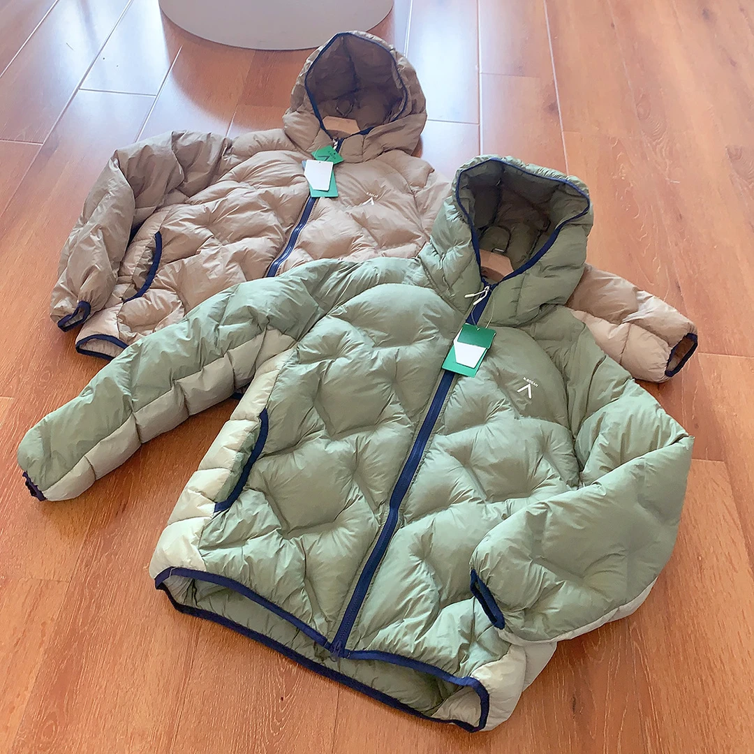 户外连帽服情侣款轻量百搭菱格纹拉链衣冬季外套