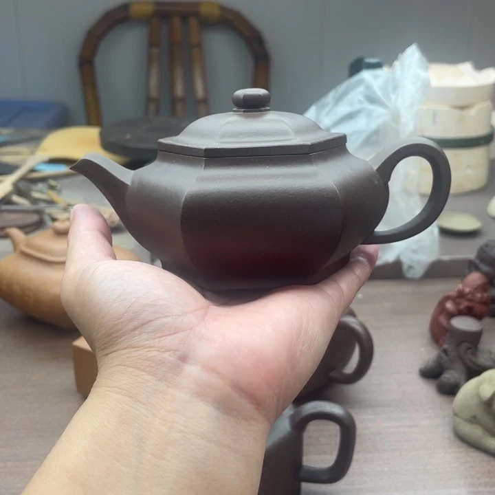 茶壶紫砂大彬六方，紫泥