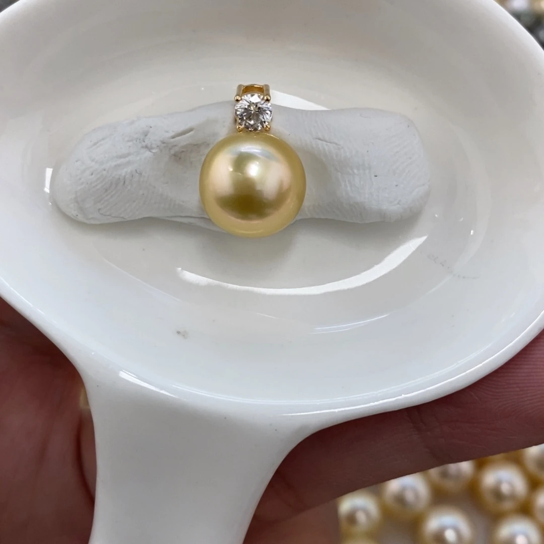 未镶嵌裸珠海水珍珠金珠正圆单珠11.6