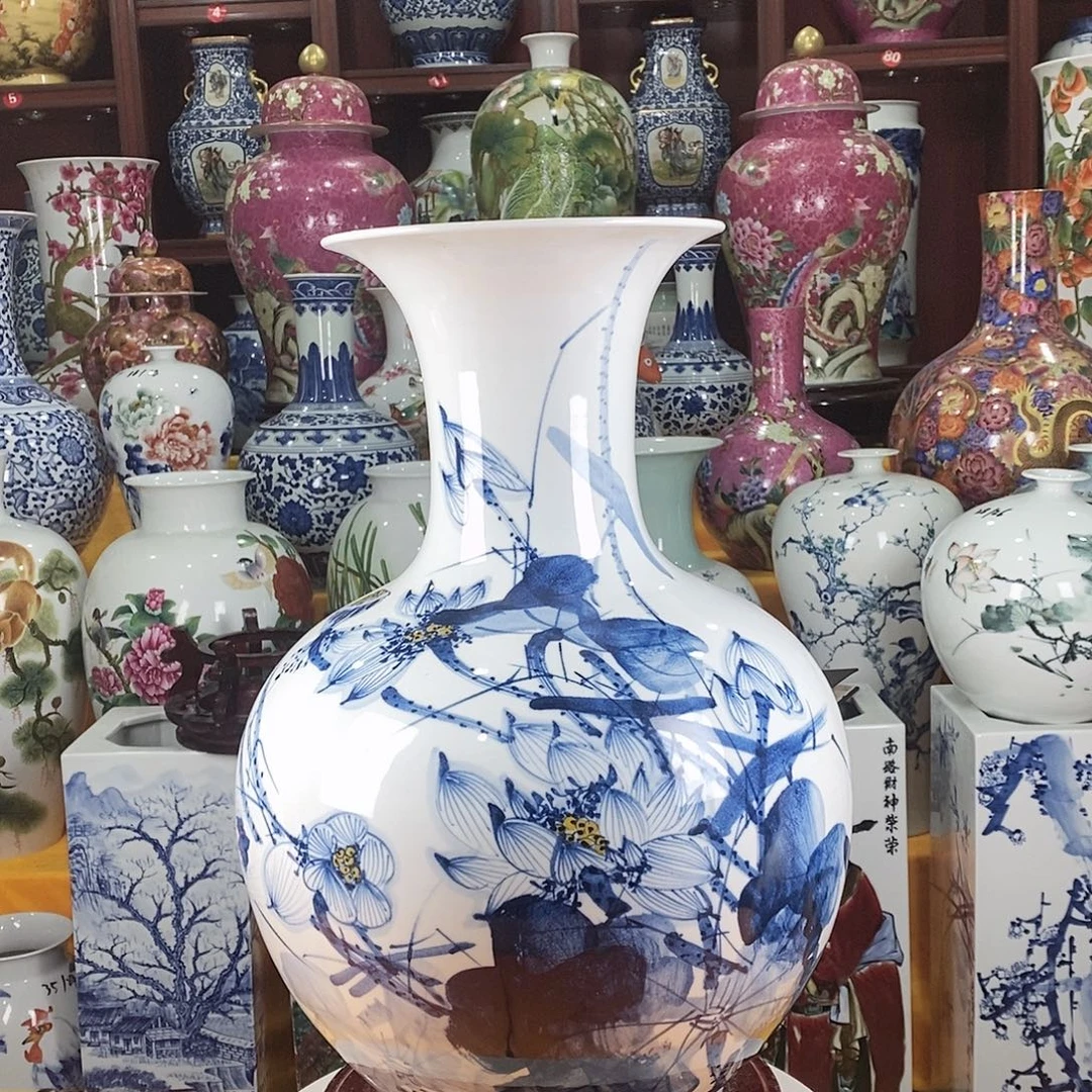 摆件景德镇陶瓷青花赏瓶