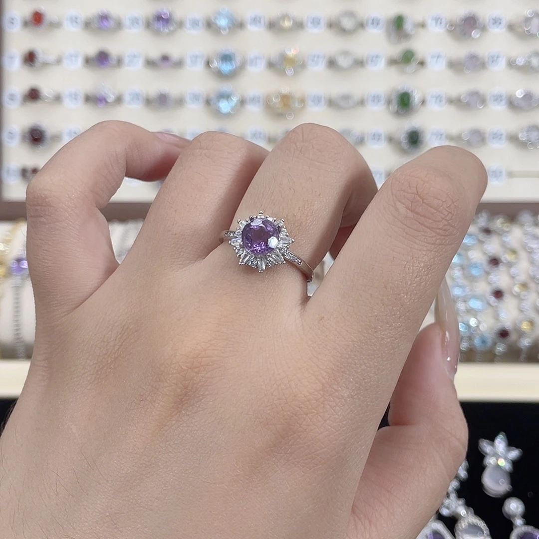 银S925镶嵌戒指紫晶