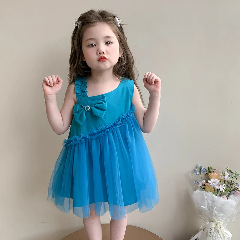 女童背心连衣裙2025新款宝宝夏季独特漂亮裙子儿童夏天公主纱裙薄