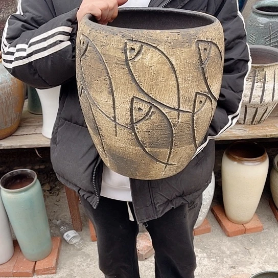 紫砂花盆高度32口径24